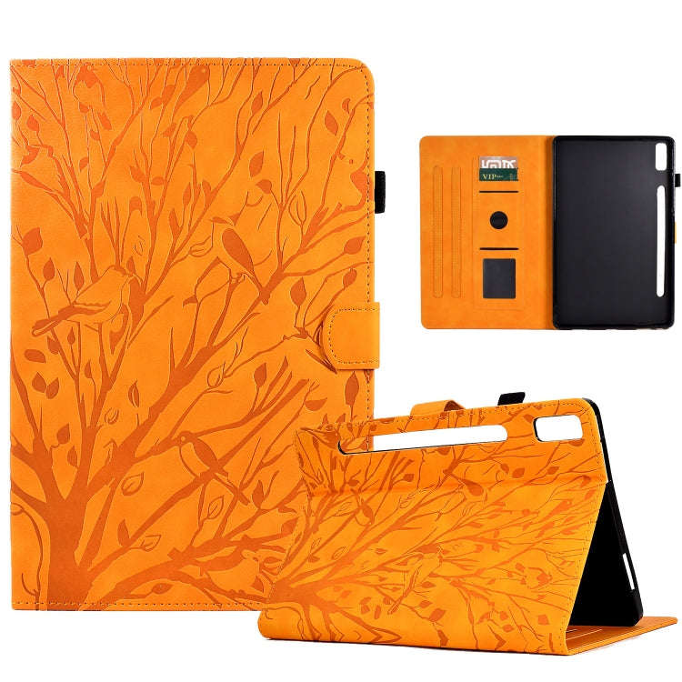 For Lenovo Tab P11 Pro Gen 2 Fortune Tree Pressure Flower PU Tablet Case with Wake-up / Sleep Fun...