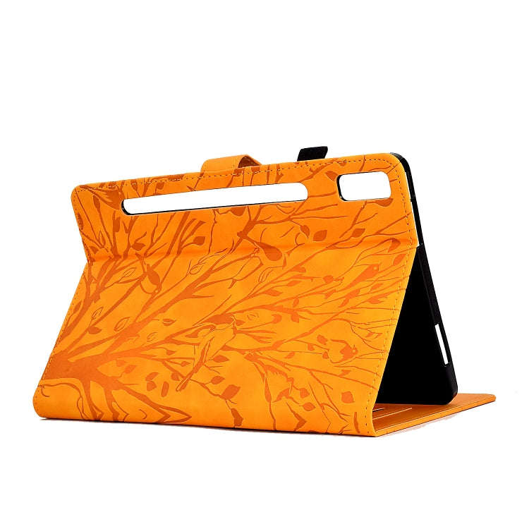 For Lenovo Tab P11 Pro Gen 2 Fortune Tree Pressure Flower PU Tablet Case with Wake-up / Sleep Fun...