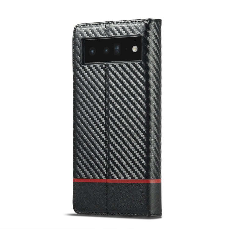 For Google Pixel 7a LC.IMEEKE Carbon Fiber Leather Phone Case(Horizontal Black)