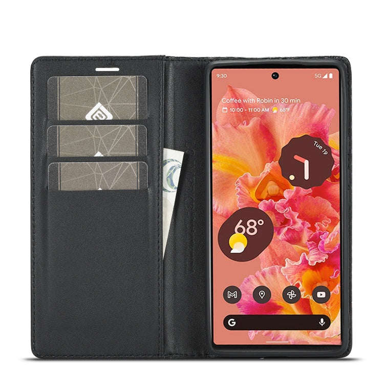 For Google Pixel 7a LC.IMEEKE Carbon Fiber Leather Phone Case(Horizontal Black)
