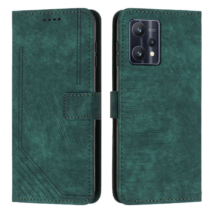 For OnePlus Nord CE 2 Lite 5G / Realme 9 Pro 5G Skin Feel Stripe Pattern Leather Phone Case with ...