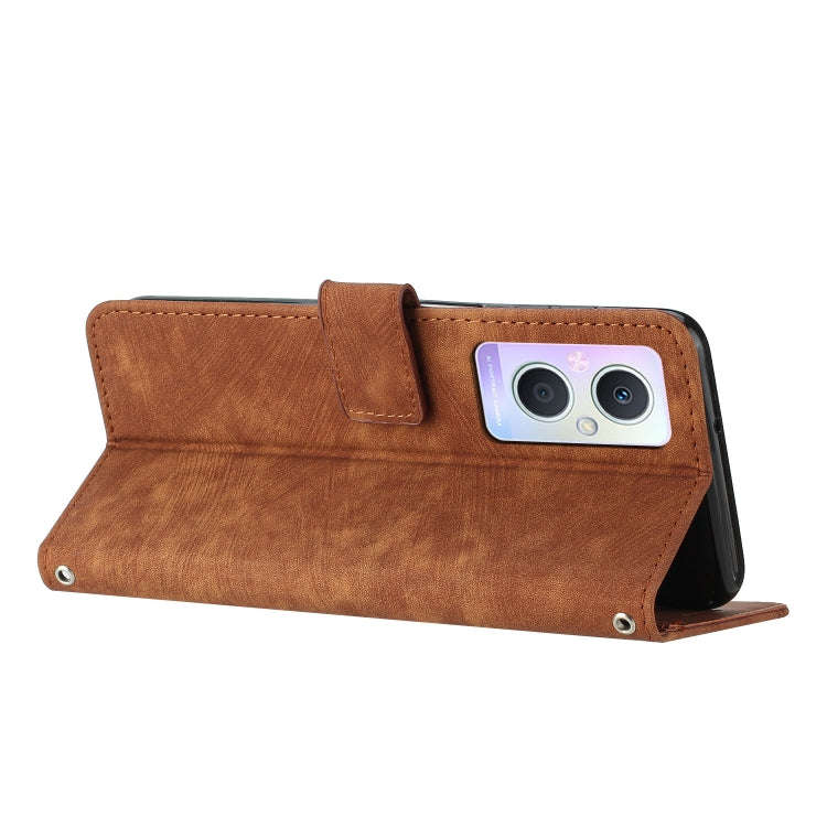 Skin Feel Stripe Pattern Leather Phone Case with Lanyard for OnePlus Nord N20 5G Global / OPPO Re...