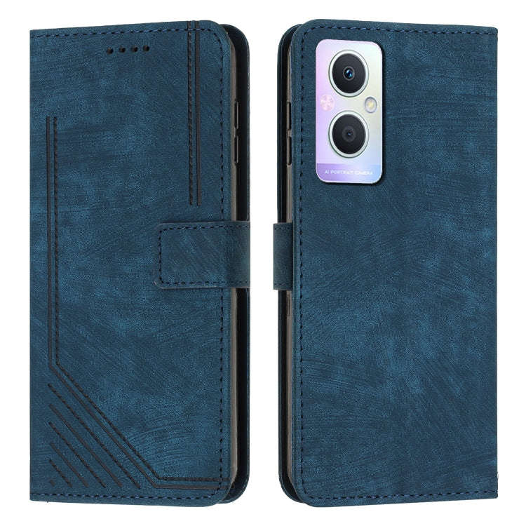 Skin Feel Stripe Pattern Leather Phone Case with Lanyard for OnePlus Nord N20 5G Global / OPPO Re...