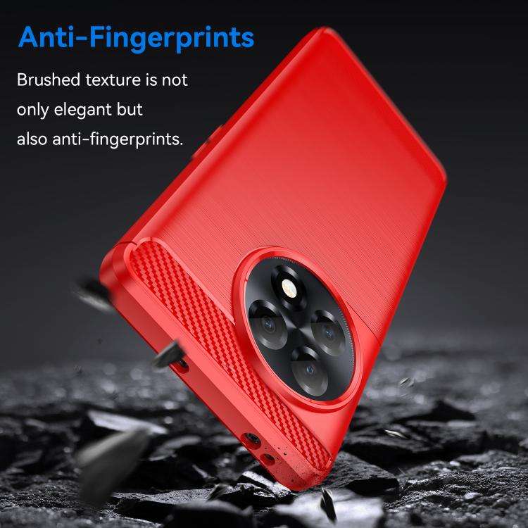 For OnePlus Ace 2 Brushed Texture Carbon Fiber TPU Phone Case(Red)