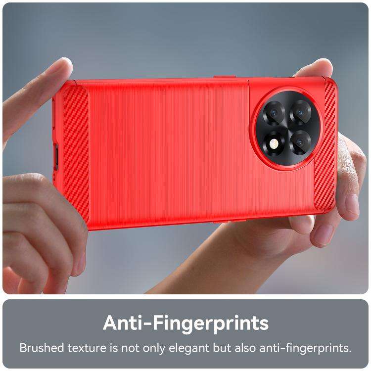For OnePlus Ace 2 Brushed Texture Carbon Fiber TPU Phone Case(Red)