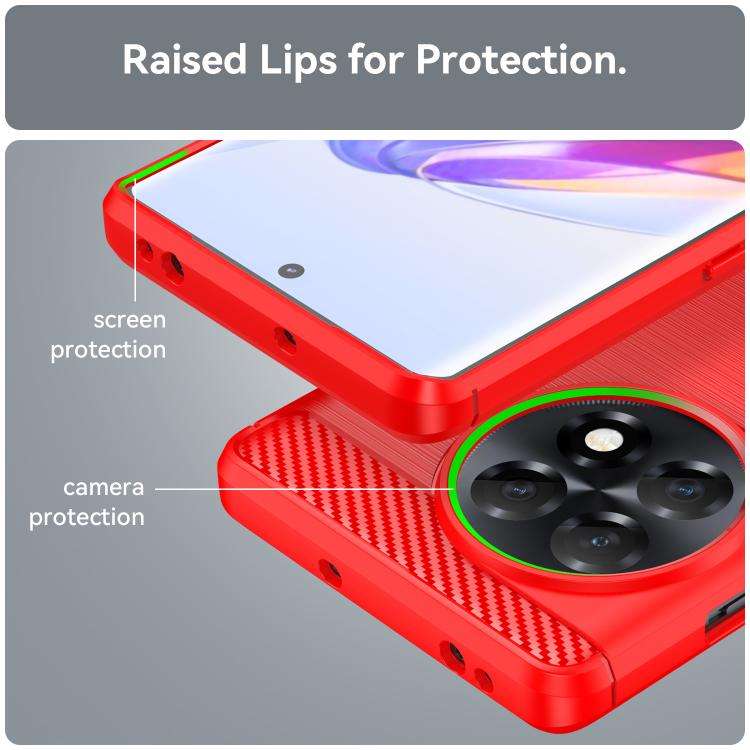 For OnePlus Ace 2 Brushed Texture Carbon Fiber TPU Phone Case(Red)