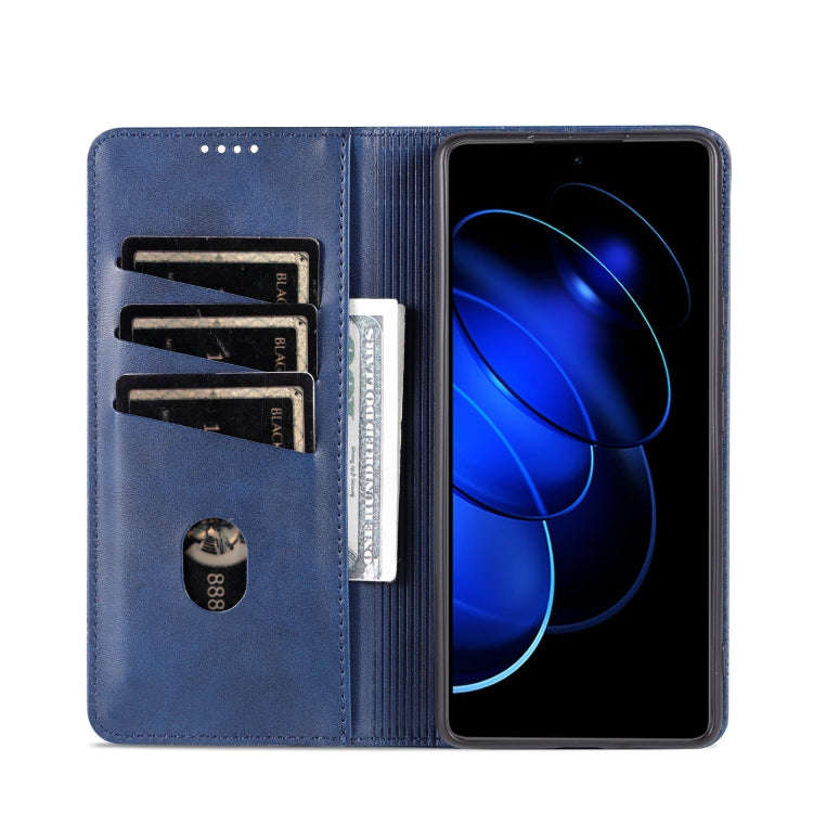 For Honor 80 GT AZNS Magnetic Calf Texture Flip Leather Phone Case(Dark Blue)