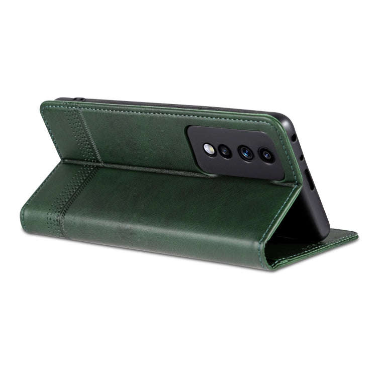 For Honor 80 GT AZNS Magnetic Calf Texture Flip Leather Phone Case(Dark Green)