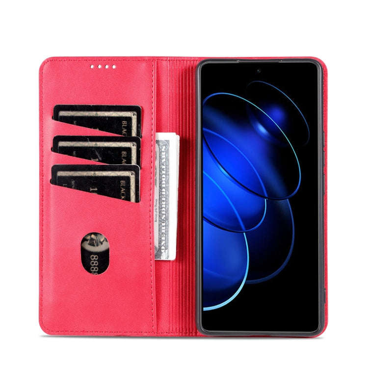 For Honor 80 GT AZNS Magnetic Calf Texture Flip Leather Phone Case(Red)