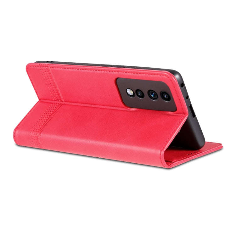 For Honor 80 GT AZNS Magnetic Calf Texture Flip Leather Phone Case(Red)