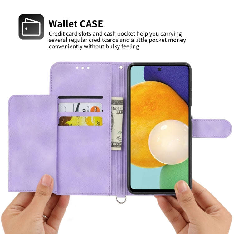 For Sony Xperia 1 V 5G Skin-feel Flowers Embossed Wallet Leather Phone Case(Purple)