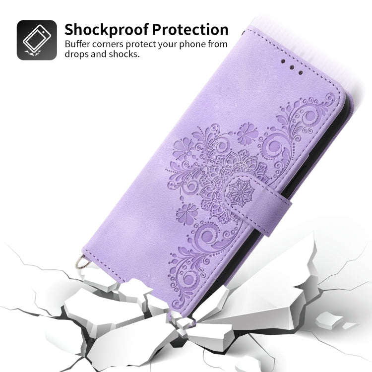 For Sony Xperia 1 V 5G Skin-feel Flowers Embossed Wallet Leather Phone Case(Purple)