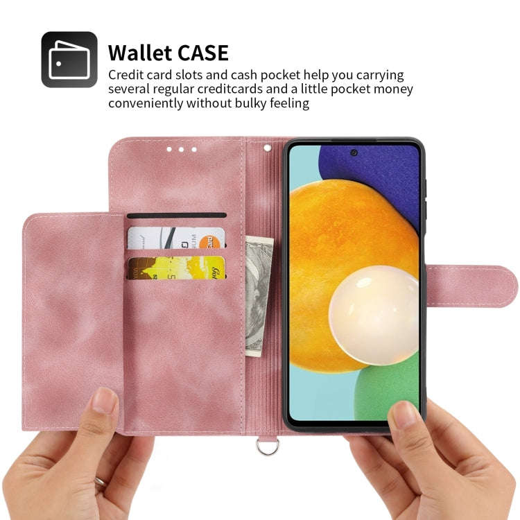 For Sony Xperia 1 V 5G Skin-feel Flowers Embossed Wallet Leather Phone Case(Pink)