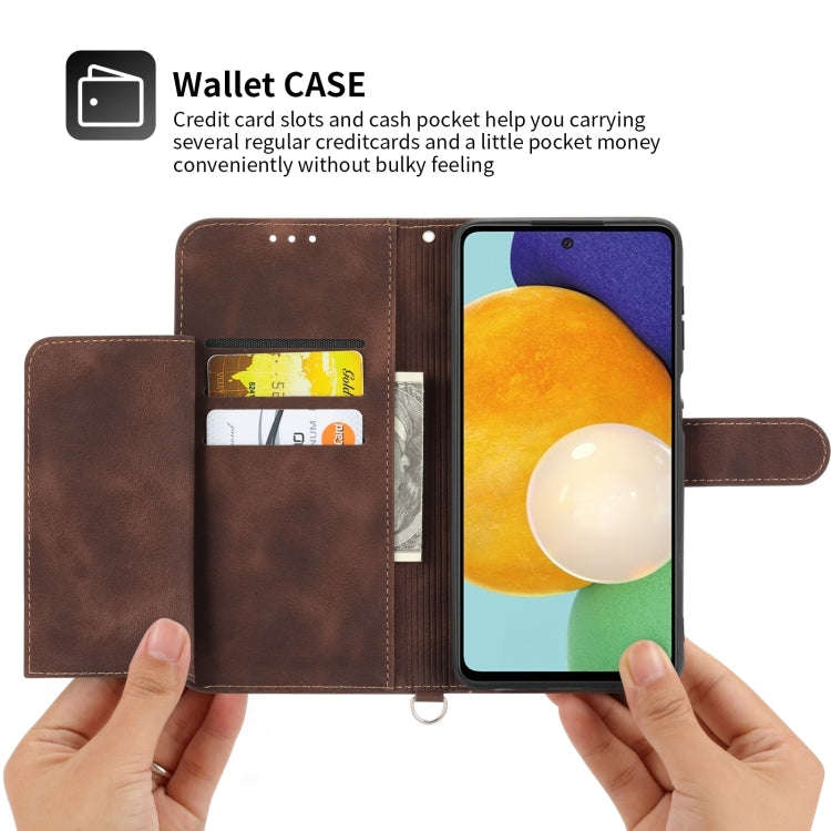 For Sony Xperia 1 V 5G Skin-feel Flowers Embossed Wallet Leather Phone Case(Brown)