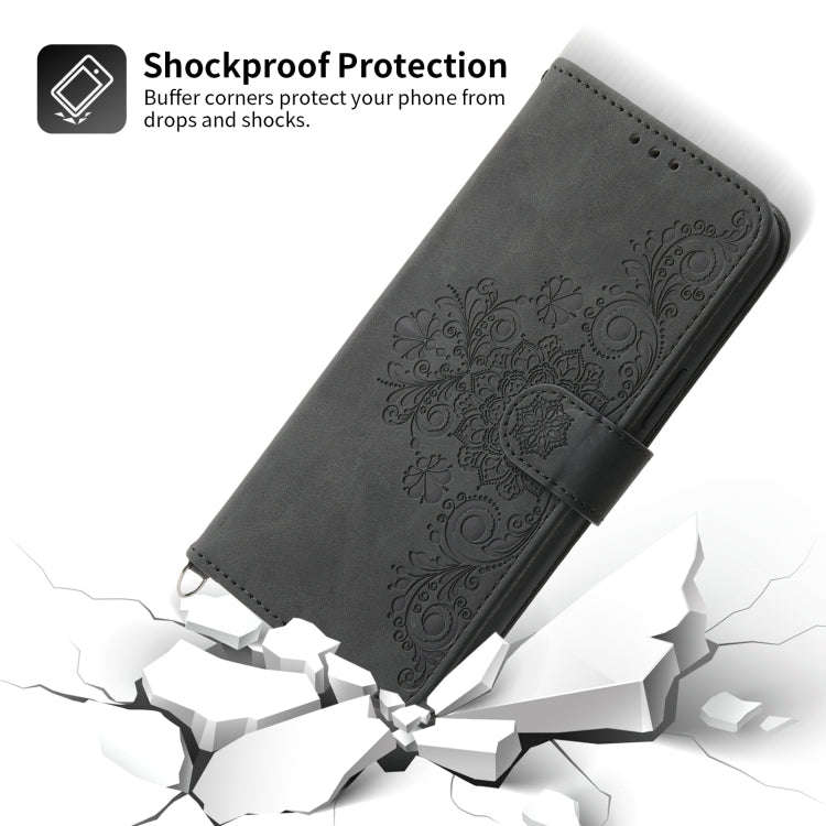 For Sony Xperia 10 V 4G Skin-feel Flowers Embossed Wallet Leather Phone Case(Black)