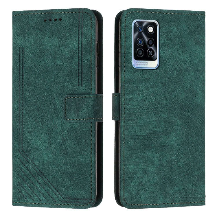 For Infinix Note 10 Pro / 10 Pro NFC Skin Feel Stripe Pattern Leather Phone Case with Lanyard(Green)