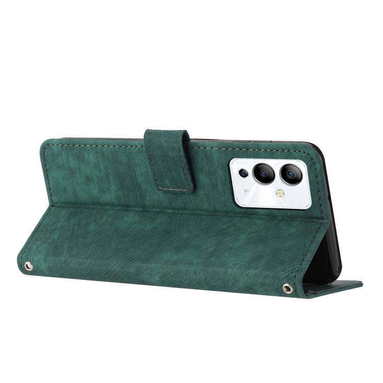 For Infinix Note 12i Skin Feel Stripe Pattern Leather Phone Case with Lanyard(Green)
