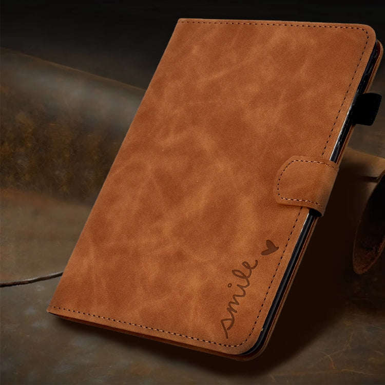 For Huawei Matepad 10.4 2022 Embossed Smile Flip Leather Tablet Case(Brown)