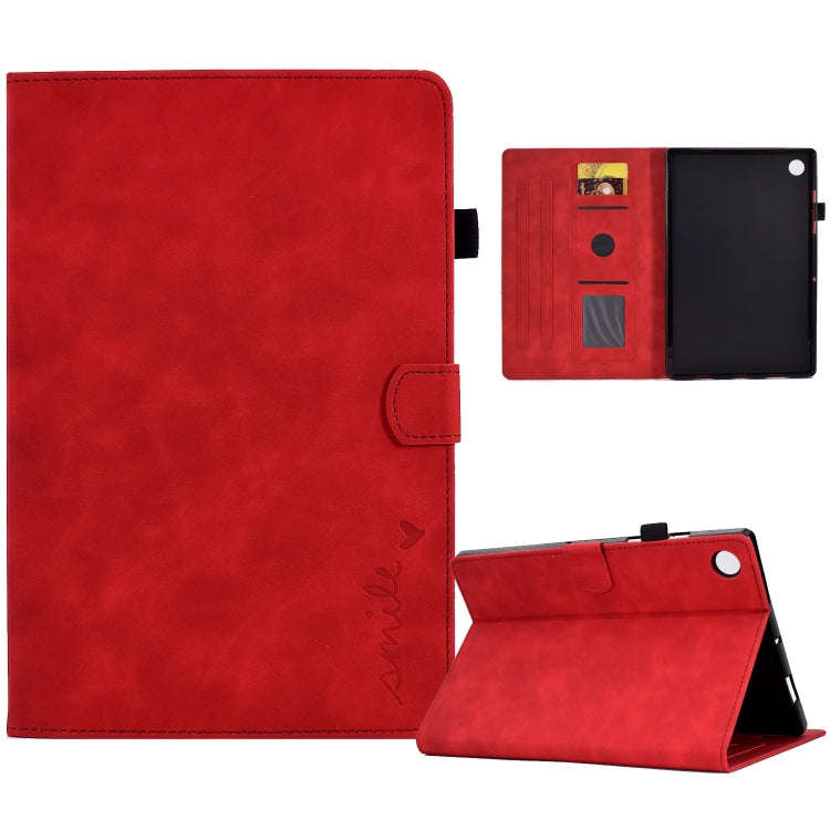 For Huawei Matepad 10.4 2022 Embossed Smile Flip Leather Tablet Case(Red)