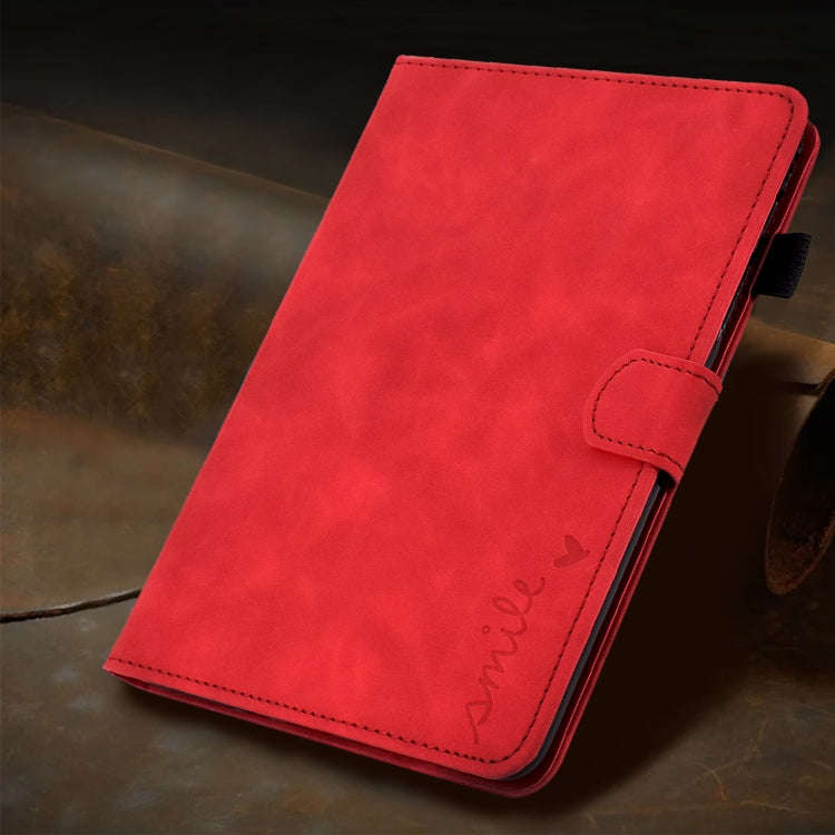 For Huawei Matepad 10.4 2022 Embossed Smile Flip Leather Tablet Case(Red)