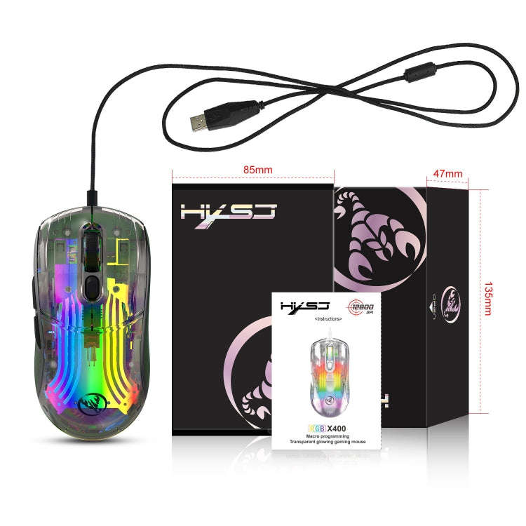 X400 7 Keys Transparent RGB Wired Gaming Mouse (Black)