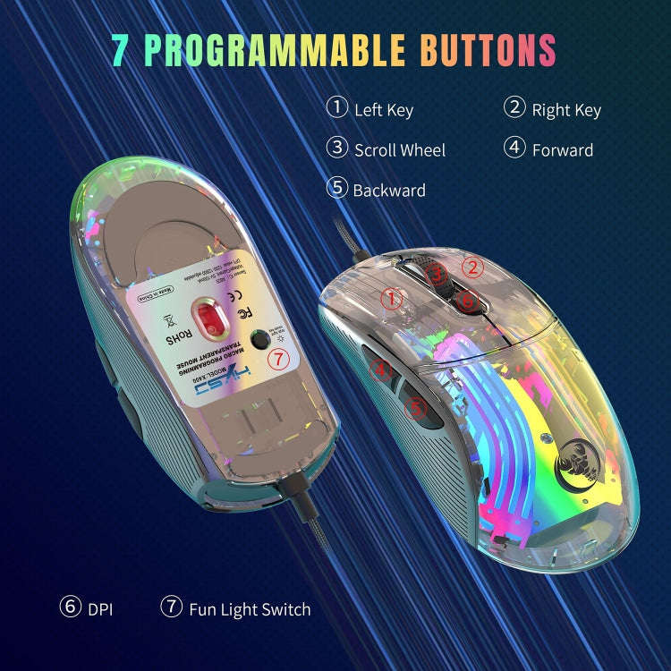 X400 7 Keys Transparent RGB Wired Gaming Mouse (Black)