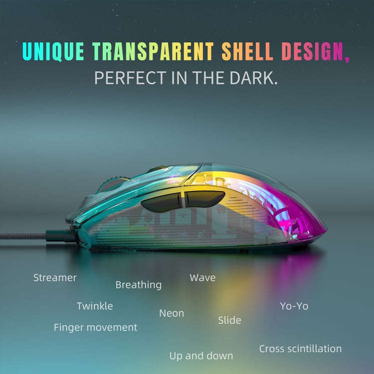 X400 7 Keys Transparent RGB Wired Gaming Mouse (Black)