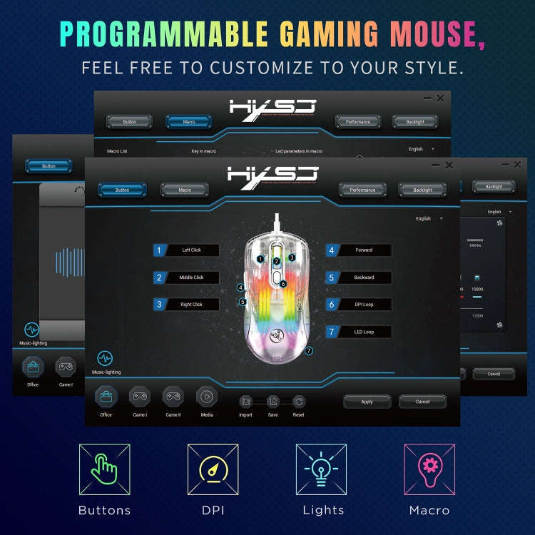 X400 7 Keys Transparent RGB Wired Gaming Mouse (Black)
