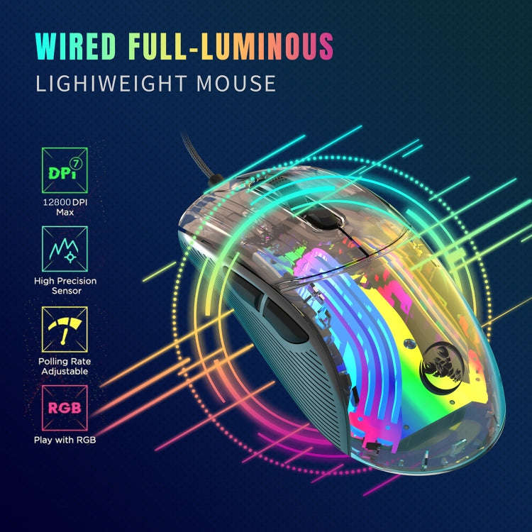 X400 7 Keys Transparent RGB Wired Gaming Mouse (Black)