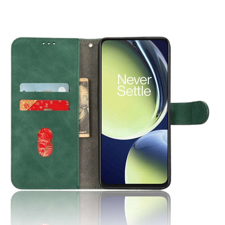 For OnePlus Nord CE 3 Skin Feel Magnetic Flip Leather Phone Case(Green)