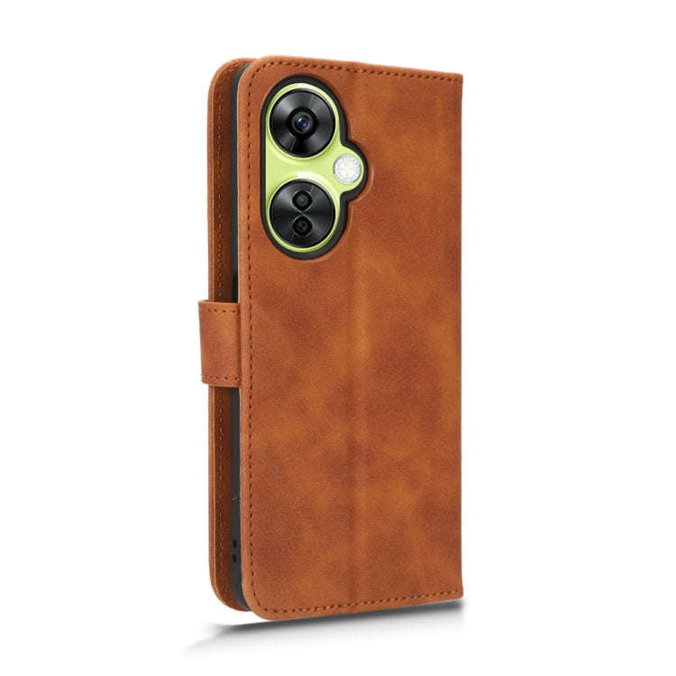 For OnePlus Nord CE 3 Skin Feel Magnetic Flip Leather Phone Case(Brown)