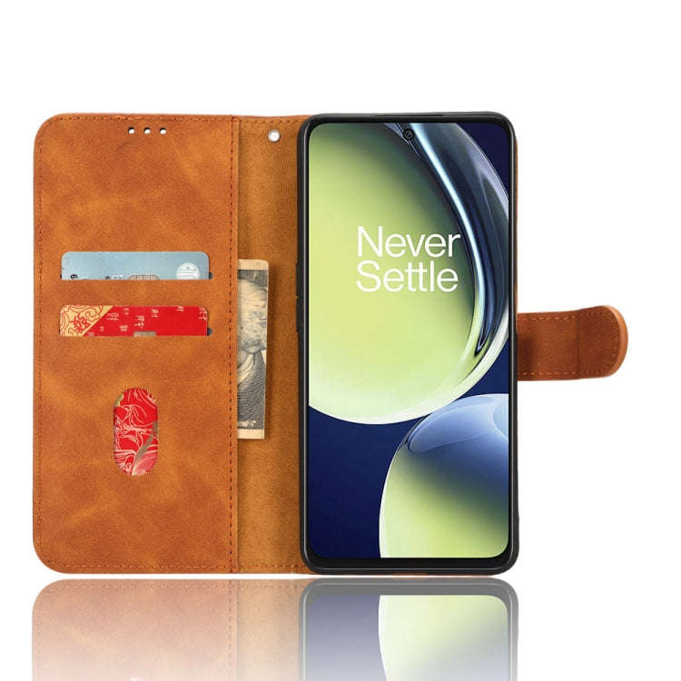 For OnePlus Nord CE 3 Skin Feel Magnetic Flip Leather Phone Case(Brown)