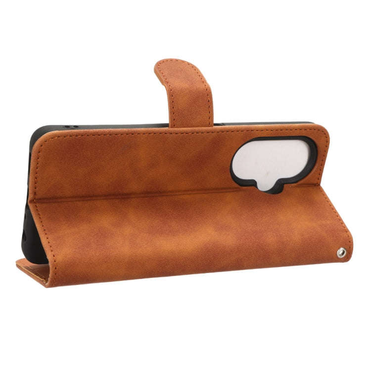 For OnePlus Nord CE 3 Skin Feel Magnetic Flip Leather Phone Case(Brown)