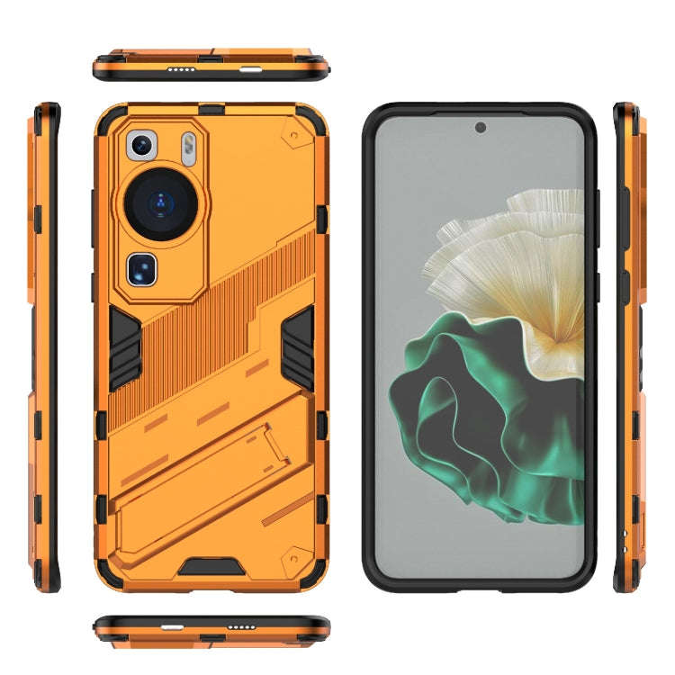 For Huawei P60 Punk Armor 2 in 1 PC + TPU Shockproof Phone Case with Invisible Holder(Orange)