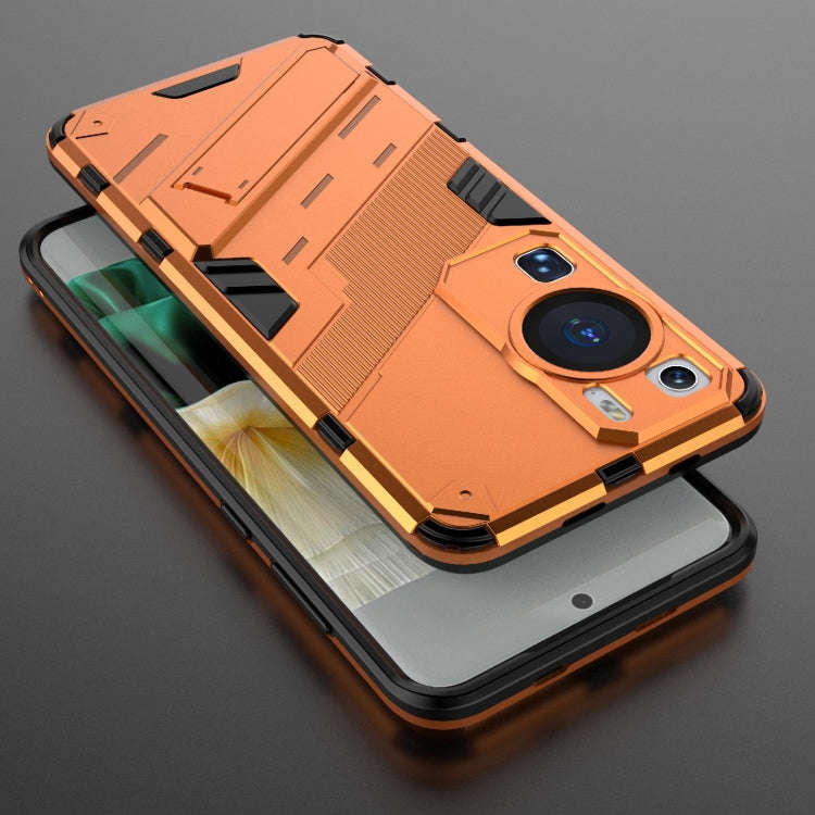 For Huawei P60 Punk Armor 2 in 1 PC + TPU Shockproof Phone Case with Invisible Holder(Orange)