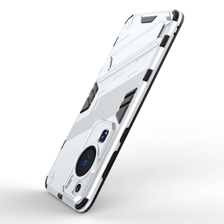 For Huawei P60 Punk Armor 2 in 1 PC + TPU Shockproof Phone Case with Invisible Holder(White)