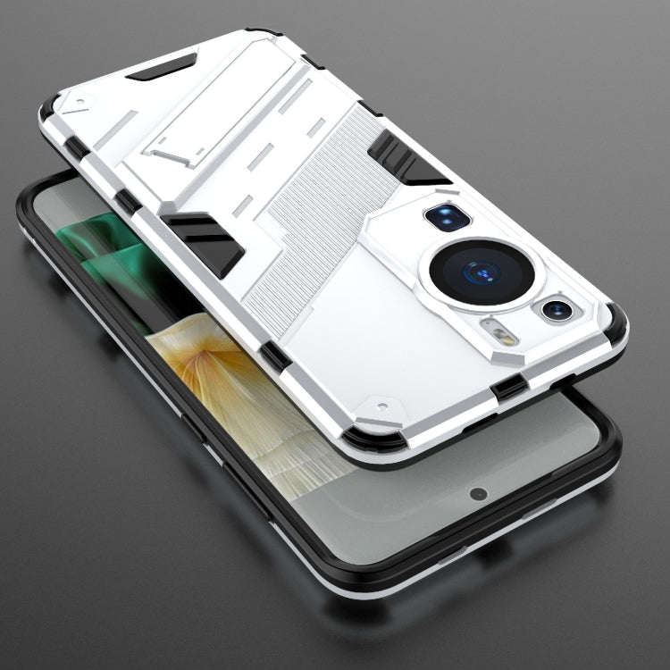For Huawei P60 Punk Armor 2 in 1 PC + TPU Shockproof Phone Case with Invisible Holder(White)