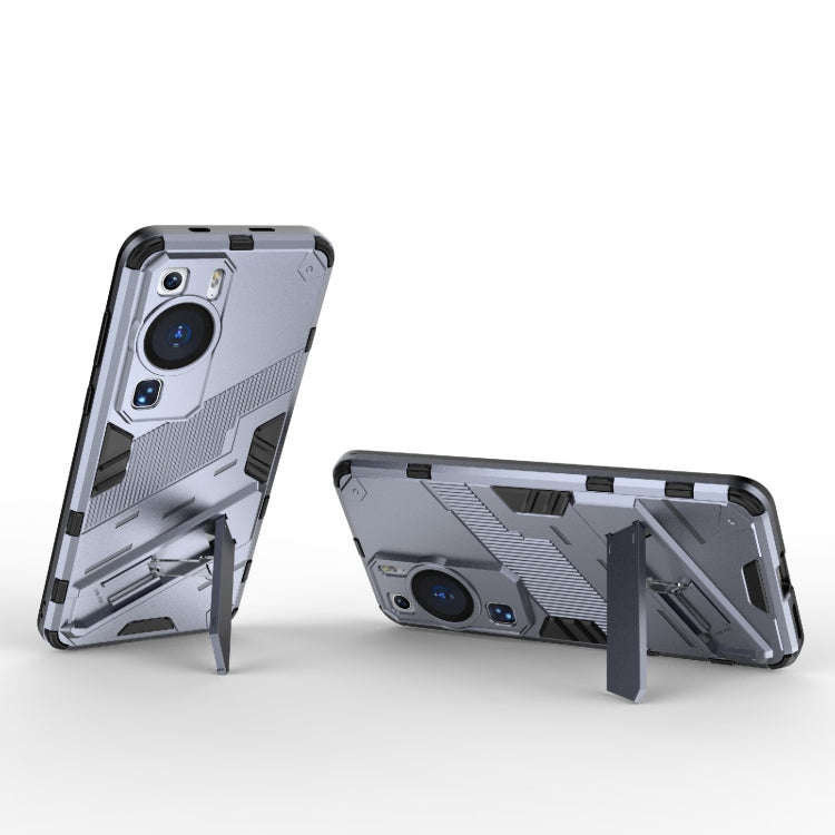 For Huawei P60 Punk Armor 2 in 1 PC + TPU Shockproof Phone Case with Invisible Holder(Grey)