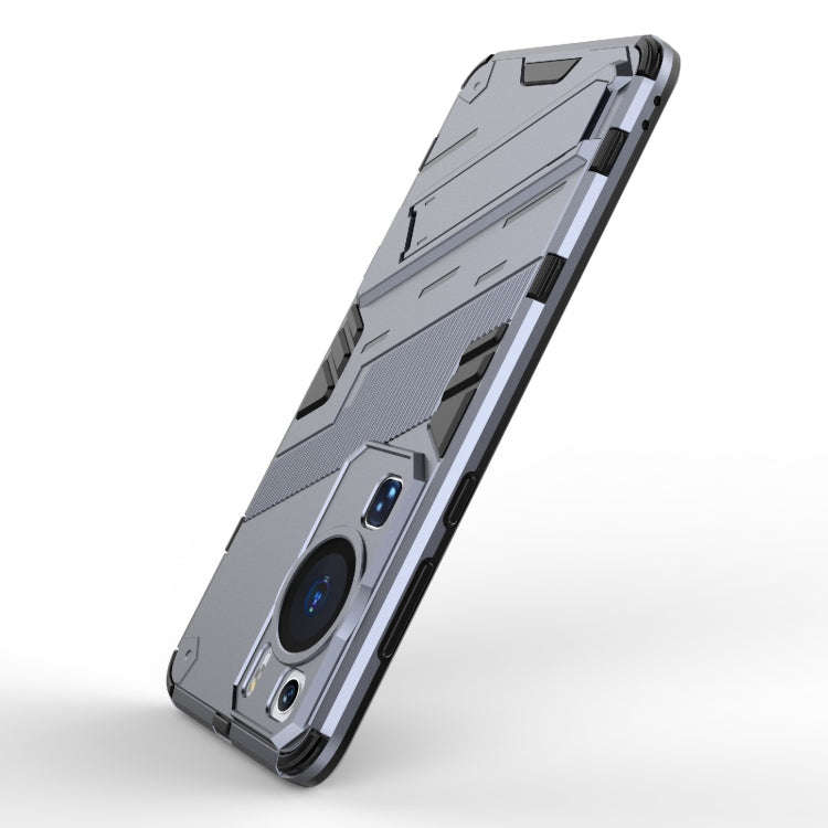 For Huawei P60 Punk Armor 2 in 1 PC + TPU Shockproof Phone Case with Invisible Holder(Grey)