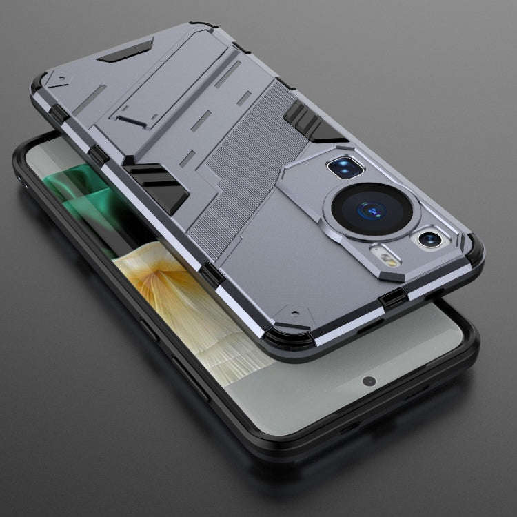 For Huawei P60 Punk Armor 2 in 1 PC + TPU Shockproof Phone Case with Invisible Holder(Grey)
