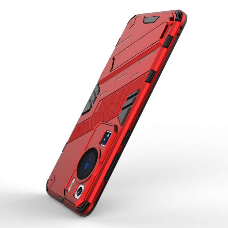 For Huawei P60 Punk Armor 2 in 1 PC + TPU Shockproof Phone Case with Invisible Holder(Red)