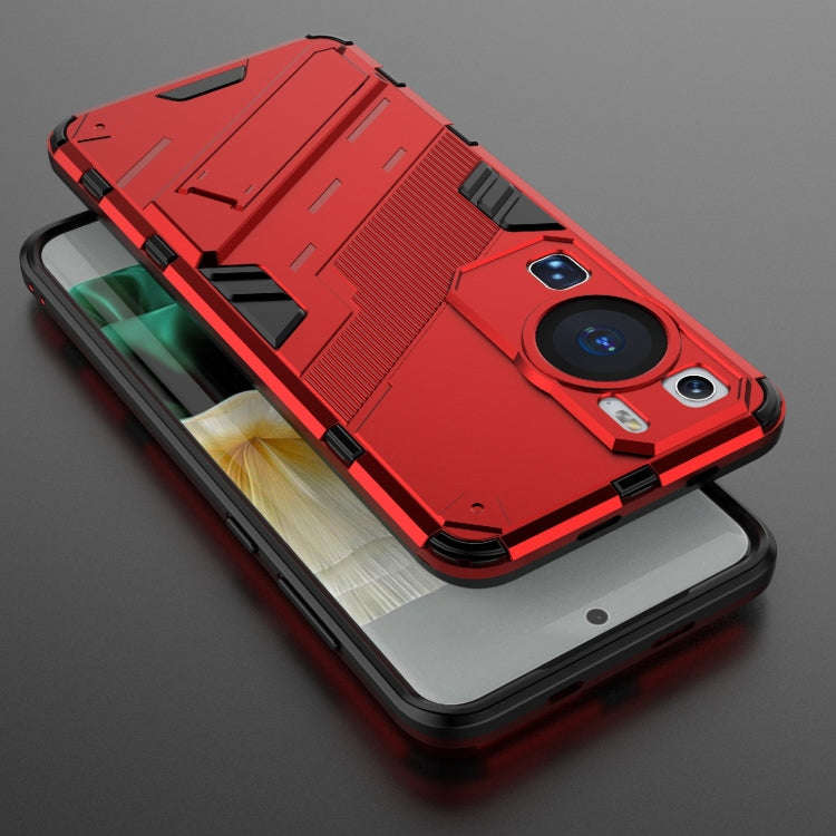 For Huawei P60 Punk Armor 2 in 1 PC + TPU Shockproof Phone Case with Invisible Holder(Red)