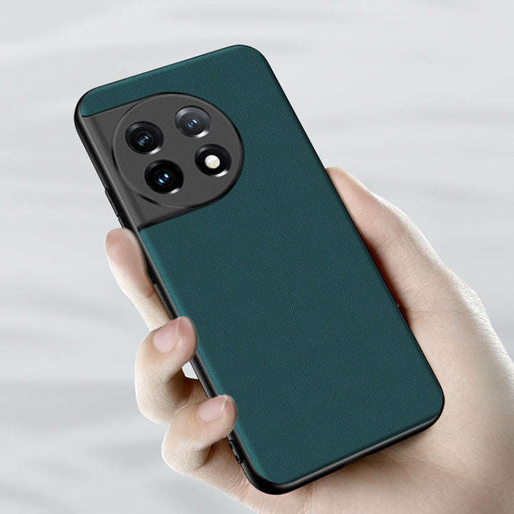 For OnePlus 11 Ultra-thin Lambskin Leather Phone Case(Green)