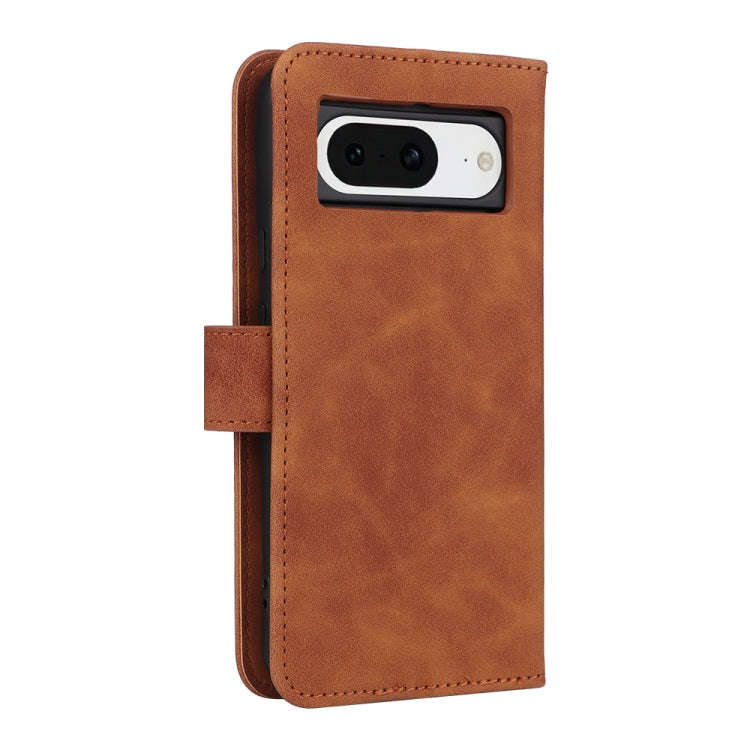 For Google Pixel 8 Skin Feel Magnetic Flip Leather Phone Case(Brown)