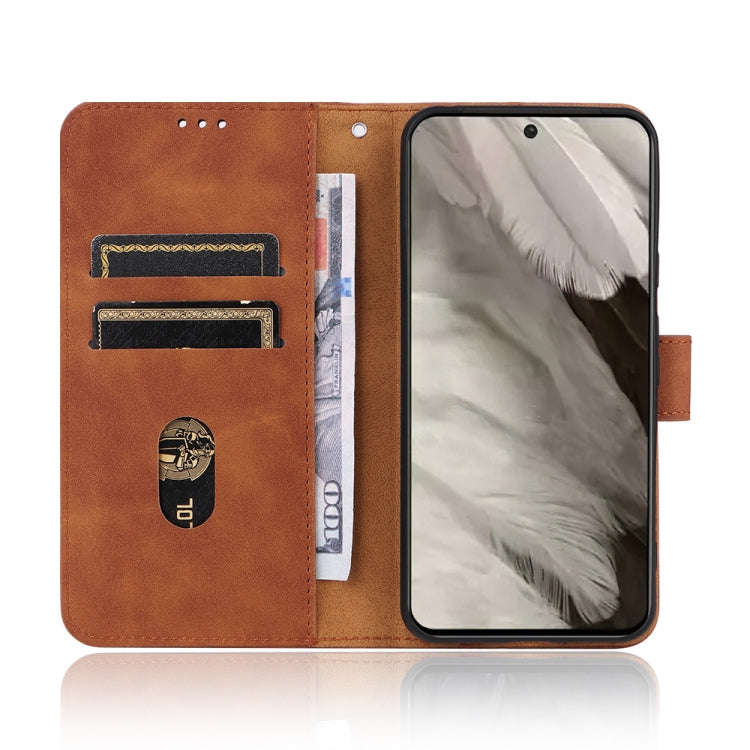 For Google Pixel 8 Skin Feel Magnetic Flip Leather Phone Case(Brown)