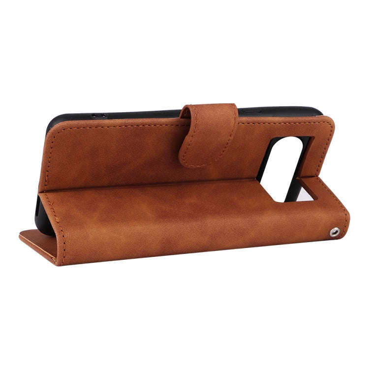 For Google Pixel 8 Skin Feel Magnetic Flip Leather Phone Case(Brown)