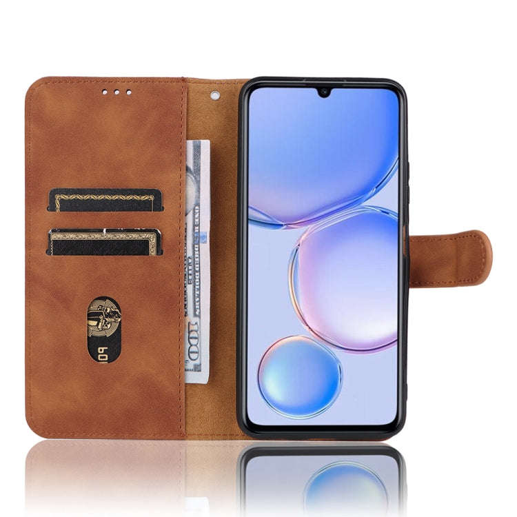 For Huawei Enjoy 60 Skin Feel Magnetic Flip Leather Phone Case(Brown)
