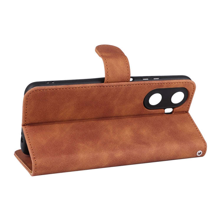 For Huawei Enjoy 60 Skin Feel Magnetic Flip Leather Phone Case(Brown)