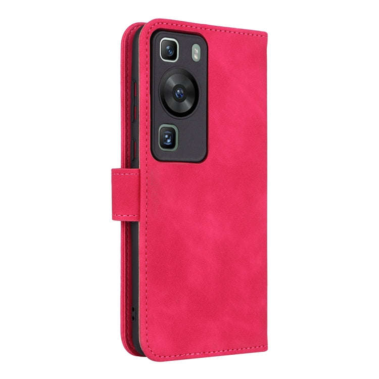For Huawei P60 / P60 Pro Skin Feel Magnetic Flip Leather Phone Case(Rose Red)