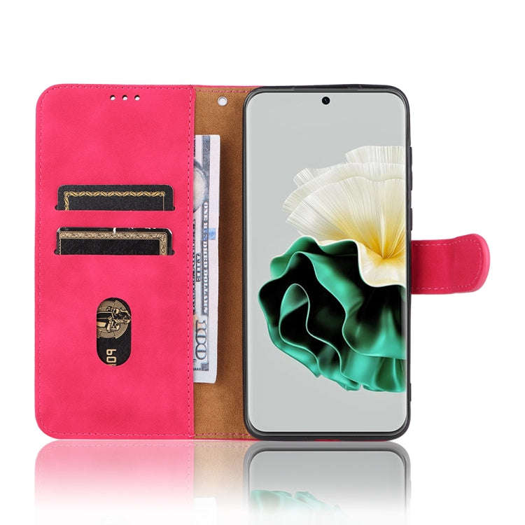 For Huawei P60 / P60 Pro Skin Feel Magnetic Flip Leather Phone Case(Rose Red)